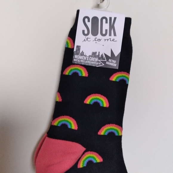 Sock It To Me Women's Retro Rainbow Print Crew Socks New with Tags - Picture 3 of 7
